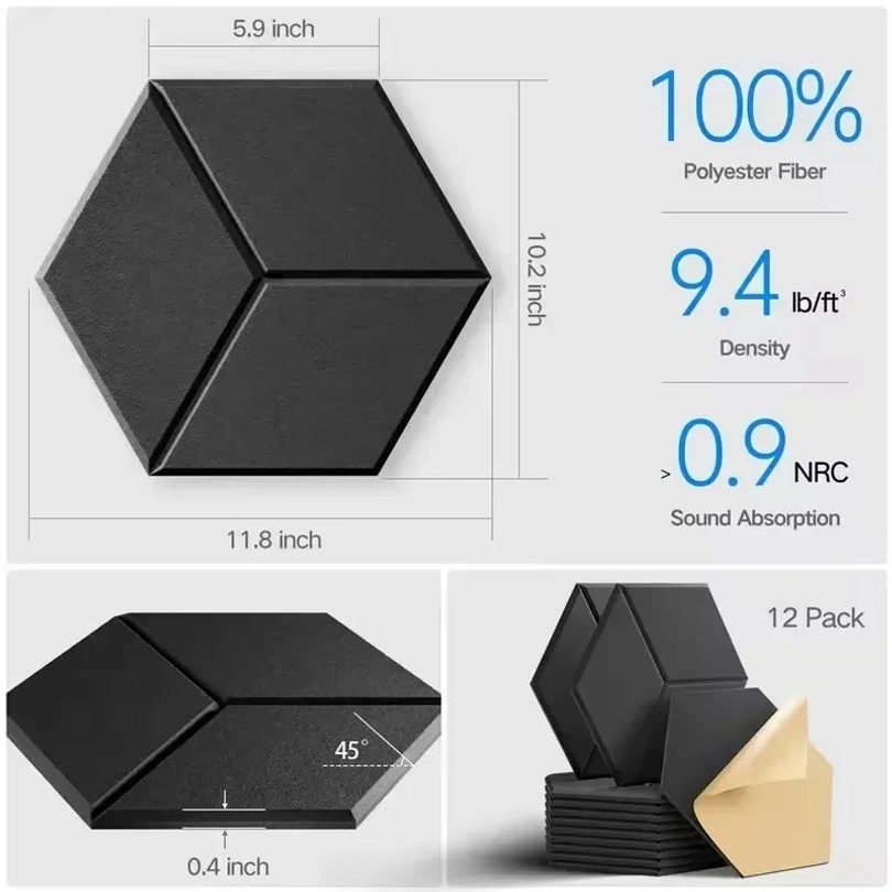 12 Pcs Self-Adhesive Hexagon S - огляд і ціна Studio Monitor Speaker